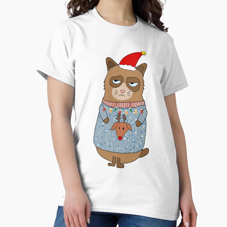 Angry cat, Bitter cat, Cat with Christmas sweater, Cat at Christmas by mysummerland T-Shirts, Hoodie, Sweatshirt (Image 2)