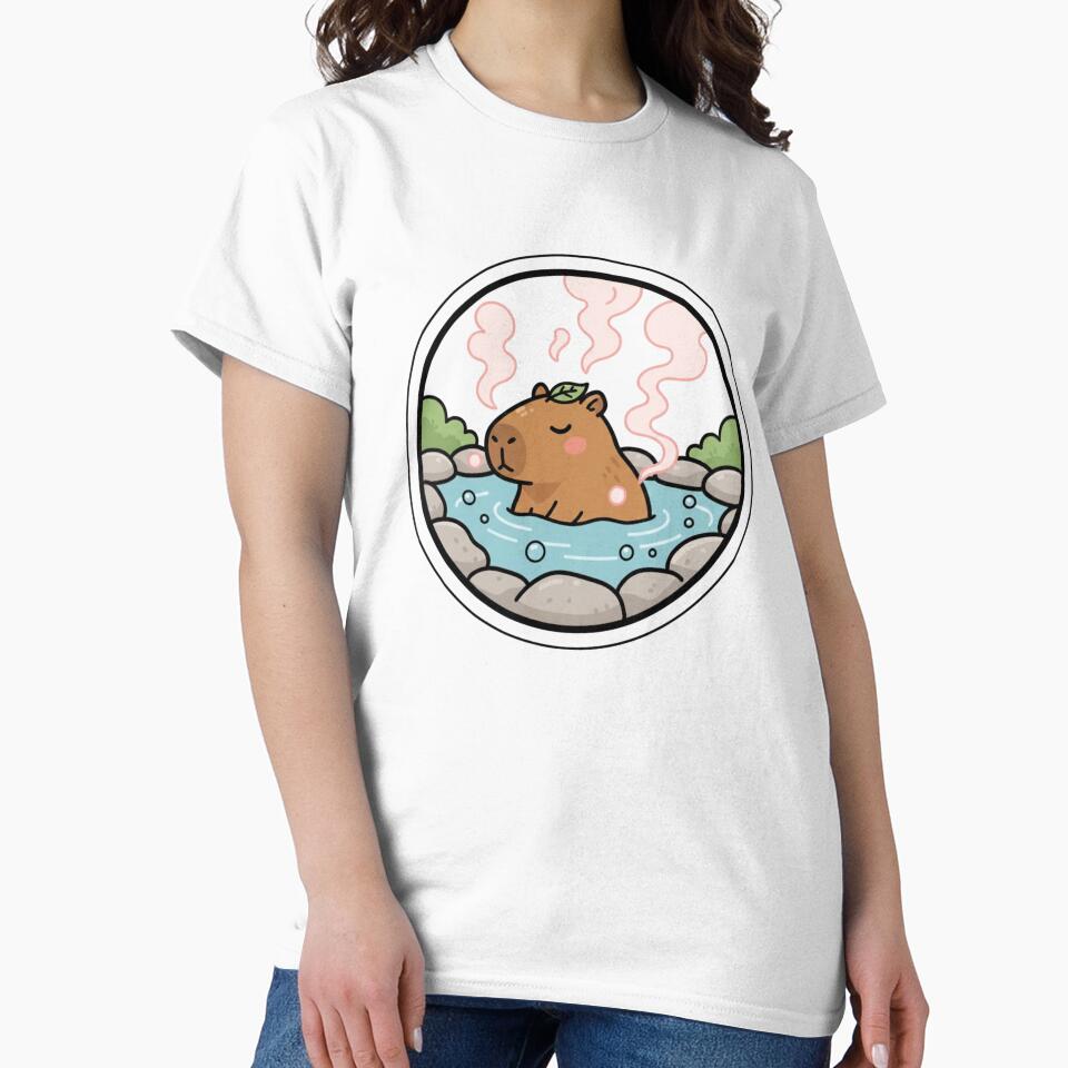 Hot Spring Capybara – Cute Kawaii Animal Sticker T-Shirts, Hoodie, Sweatshirt