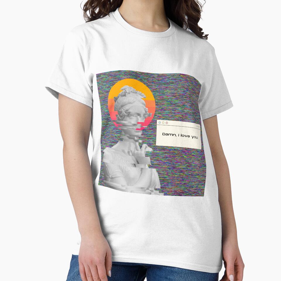 Damn I love you vaporwave Greek beauty statue design by Ahmer Qureshi T-Shirts, Hoodie, Sweatshirt (Image 2)