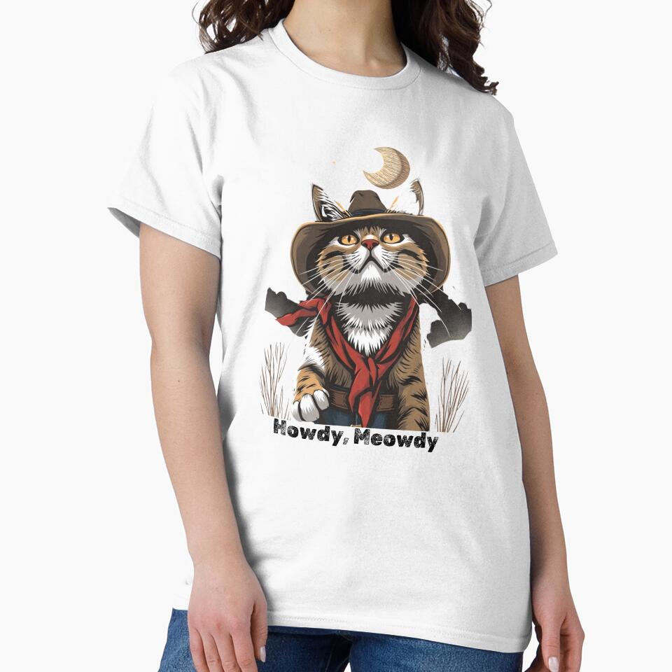 cowboy cat with cowboy hat and Howdy Meowdy by GinnyGi T-Shirts, Hoodie, Sweatshirt | BlankRebels.com (Image 2)