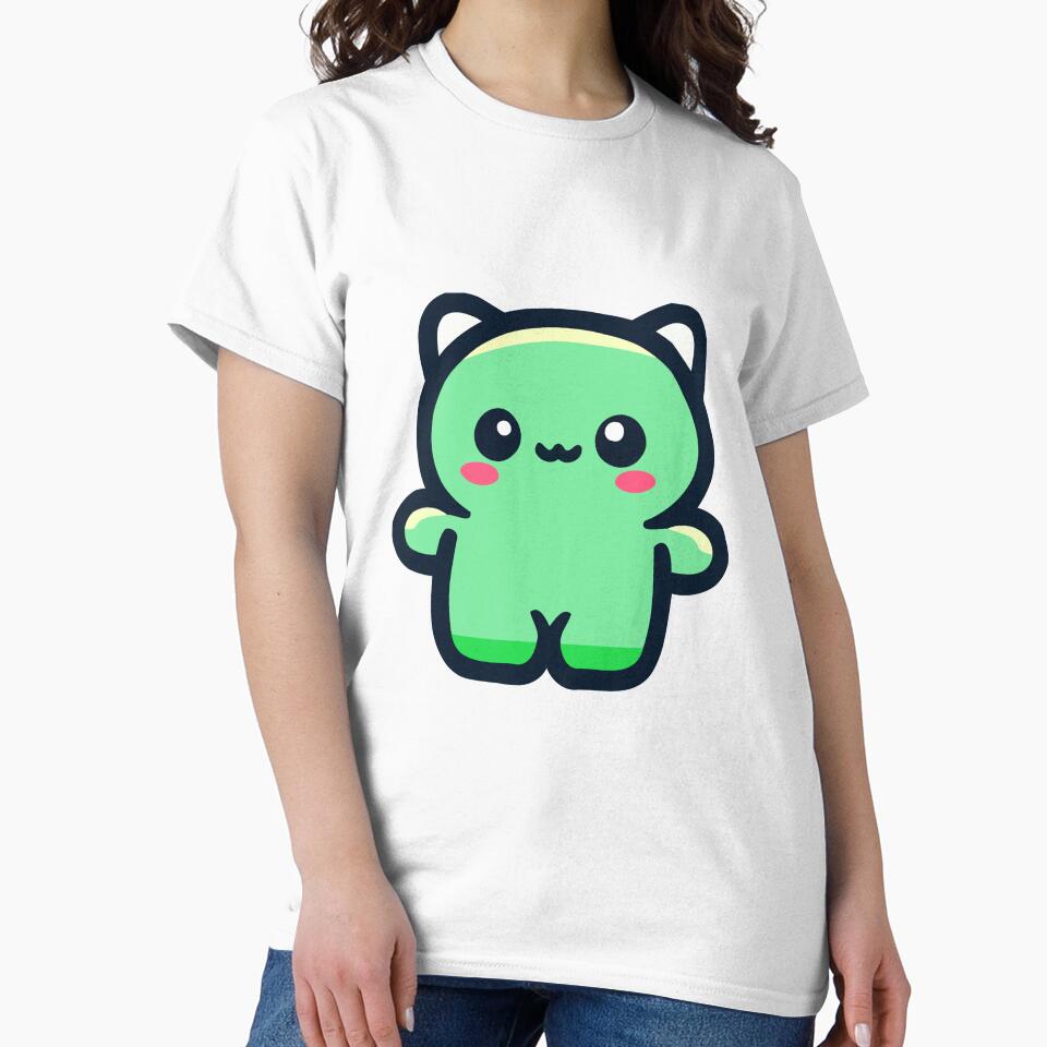 Cute Kawaii Green Cat - Adorable Animal by Akioos