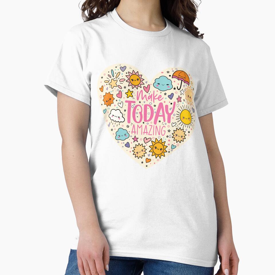Make Today Amazing. Cute Kawaii Weather with suns, umbrellas and clouds by The Waifoo's Studio T-Shirts,... (Image 2)