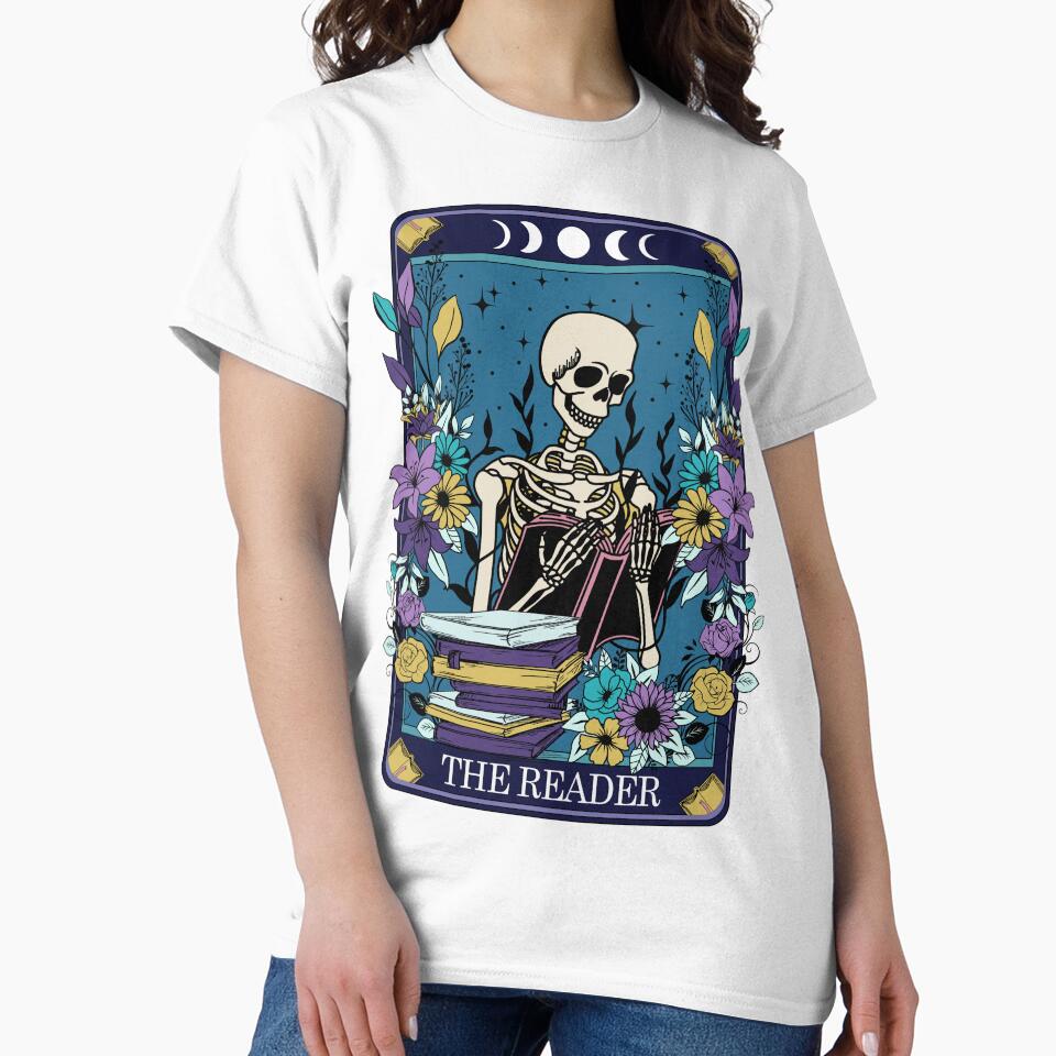 Funny tarot card with skeleton - the Reader by JuliaPop T-Shirts, Hoodie, Sweatshirt | BlankRebels.com (Image 2)