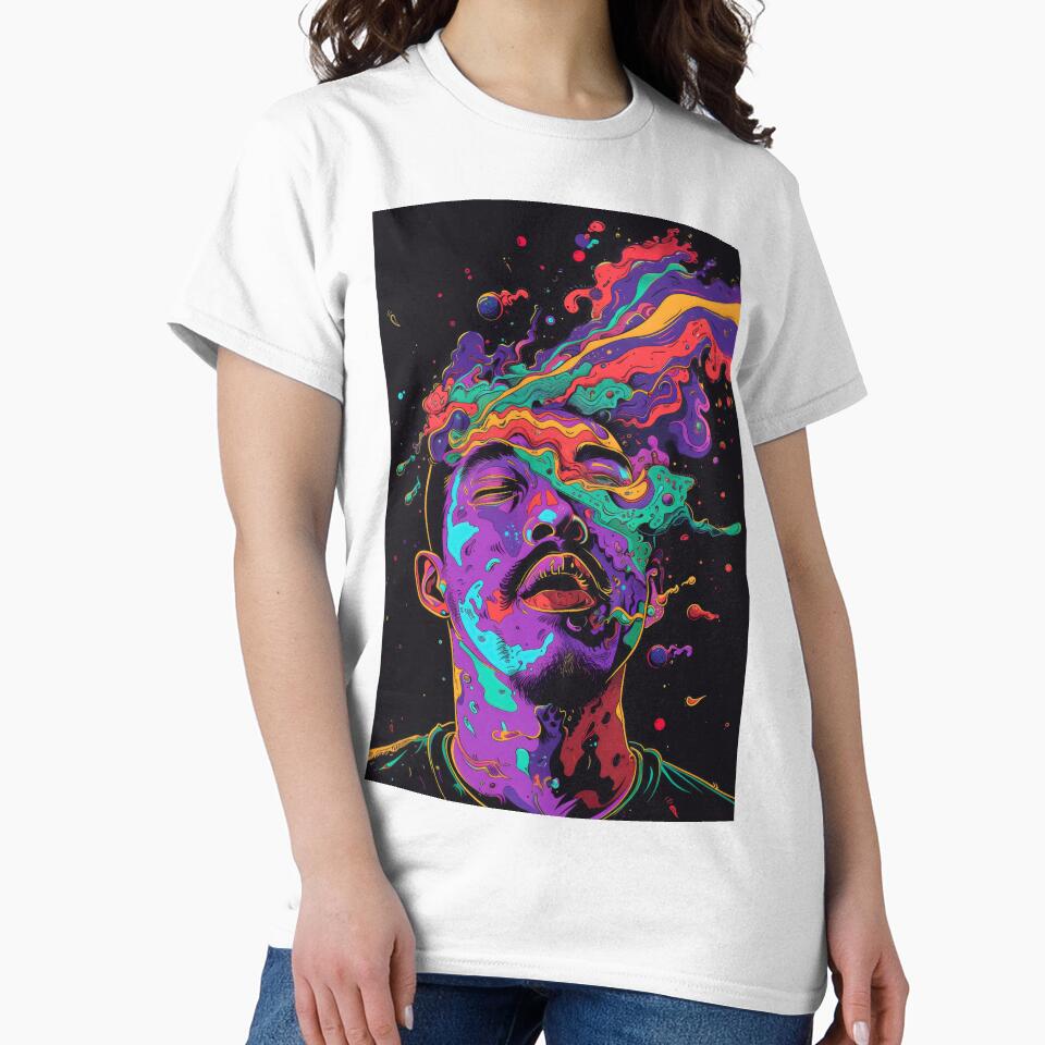Psychedelic Neon Portrait | Abstract Color Explosion Art by Bodsha T-Shirts, Hoodie, Sweatshirt | BlankRebels.com (Image 2)