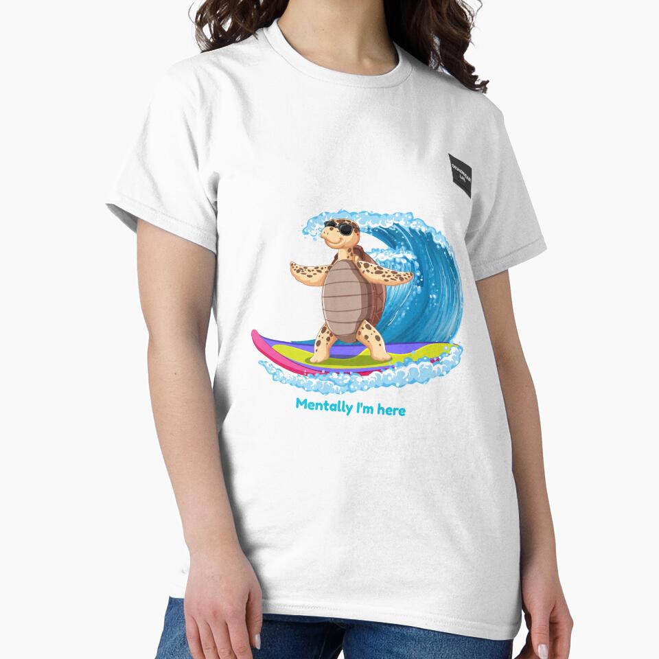 Mentally I'm Here – Chilling turtle on a tropical island by Grindwear-Lab T-Shirts, Hoodie, Sweatshirt (Image 2)
