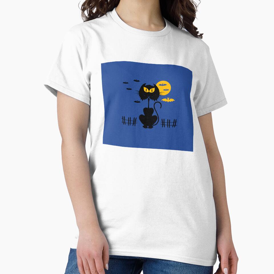 halloween cat at night by Kritzel-Claudi T-Shirts, Hoodie, Sweatshirt | BlankRebels.com (Image 2)
