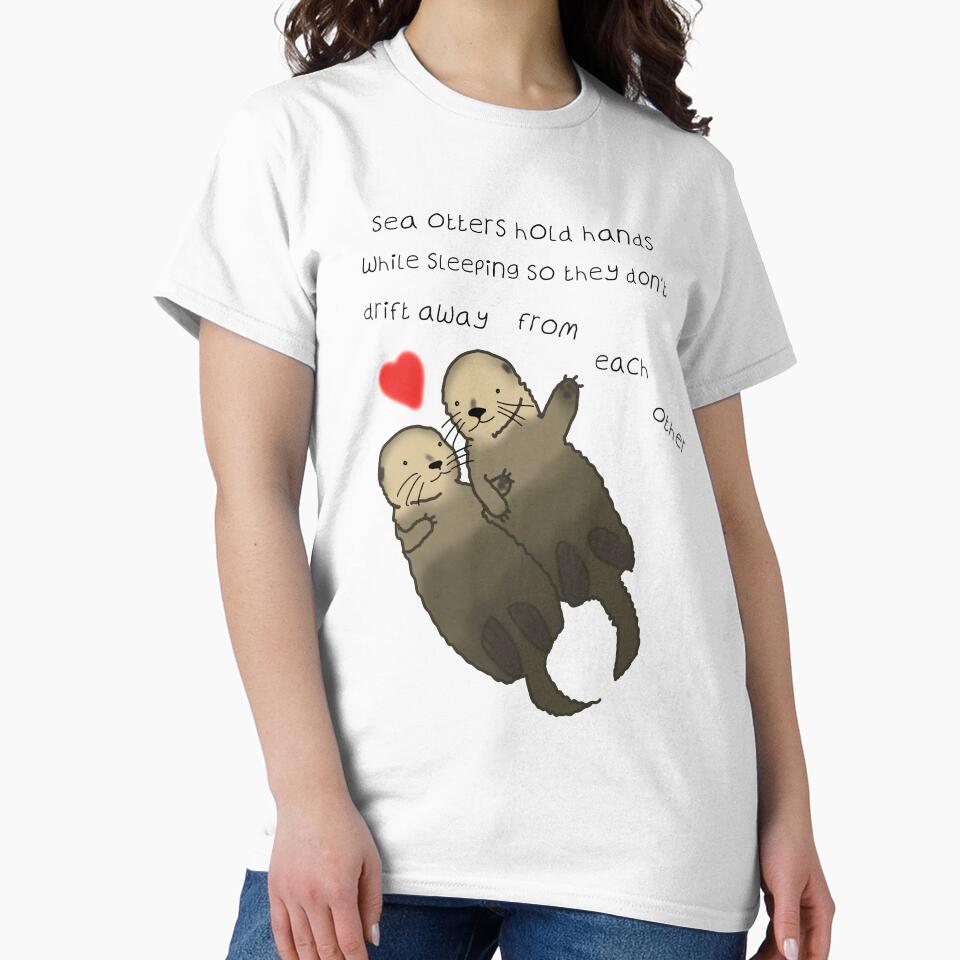 Sea Otters hold hands, love, valentines day by DesignsBySaxton T-Shirts, Hoodie, Sweatshirt | BlankRebels.com (Image 2)