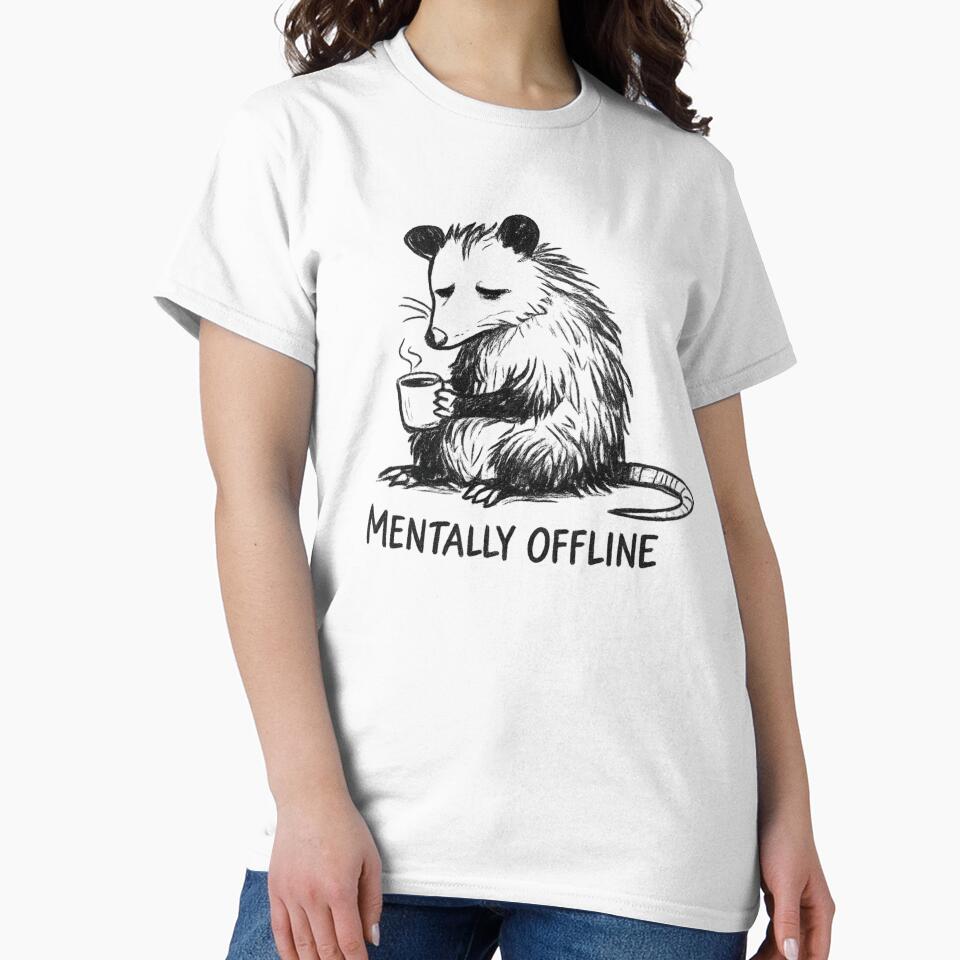 Mentally Offline Funny Opossum Shirt - Social Battery Low Meme Tee by SAVR_PL Hoodie, Sweatshirt | BlankRebels.com (Image 2)