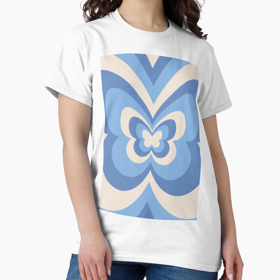 Beige Blue Butterfly Aesthetic by LinDraws T-Shirts, Hoodie, Sweatshirt | BlankRebels.com (Image 2)