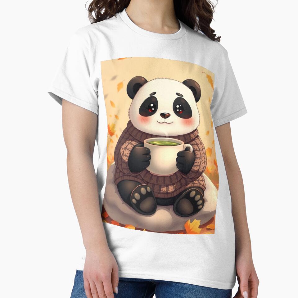 Autumn Panda Matcha T-Shirt | Cute Cozy Panda Sweater by ArmaanArts Hoodie, Sweatshirt | BlankRebels.com (Image 2)