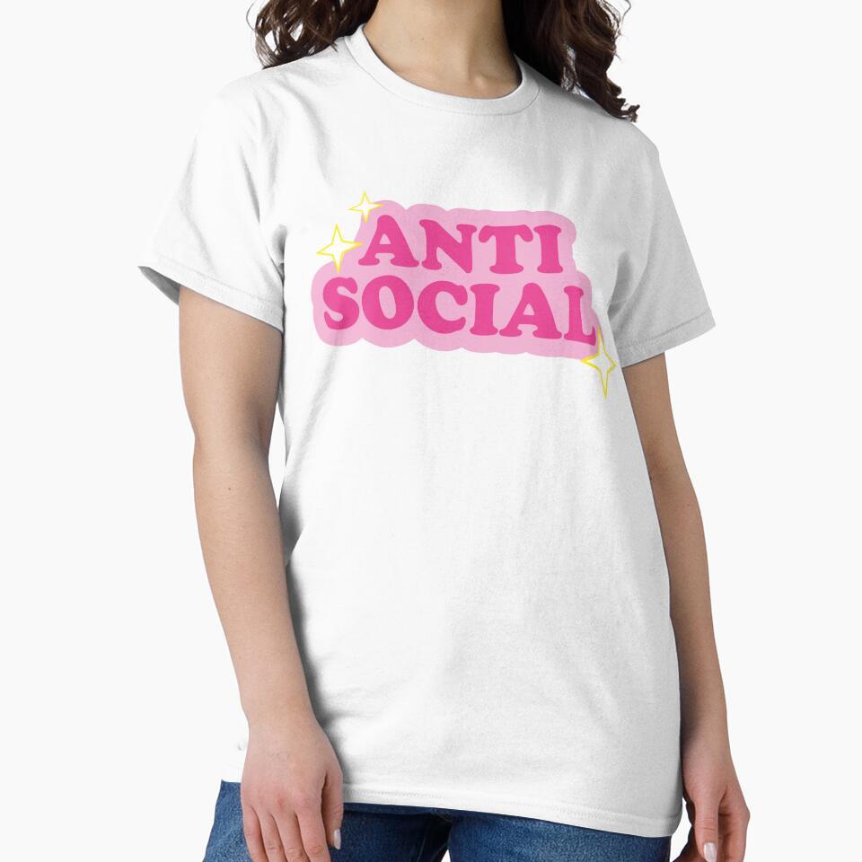 Anti social, design with a pinky, aesthetic and vintage style by LuisAl1600 T-Shirts, Hoodie, Sweatshirt (Image 2)