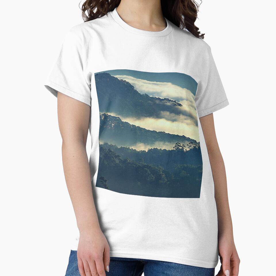 Mountains Covered In Fog, Landscape Photography, Forest Art, Cloudy Sky by Nature-Arts T-Shirts, Hoodie, Sweatshirt (Image 2)