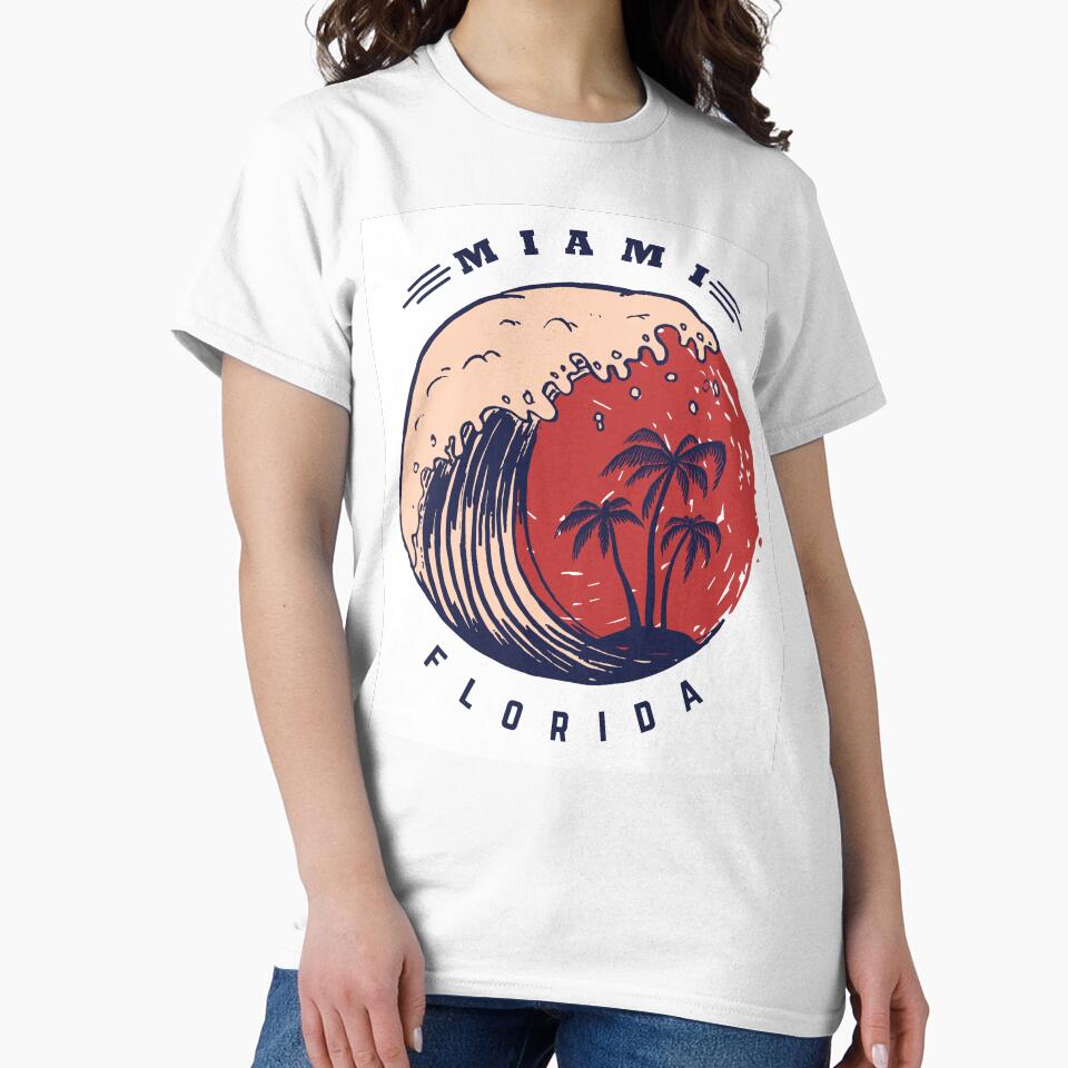 Miami Poster Template with Lettering Palms Image by Peekonet T-Shirts, Hoodie, Sweatshirt | BlankRebels.com (Image 2)