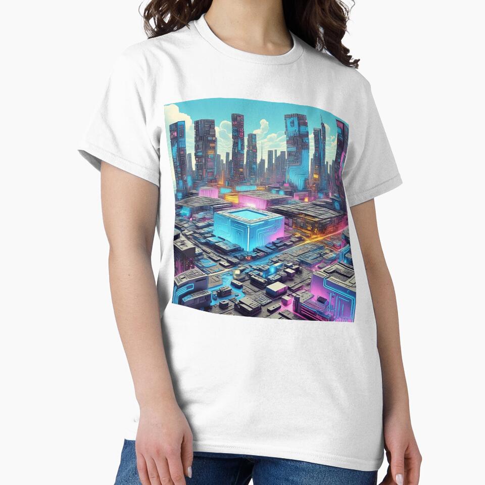 Futuristic Neon Cityscape Digital Art Print by Esterlane T-Shirts, Hoodie, Sweatshirt | BlankRebels.com (Image 2)