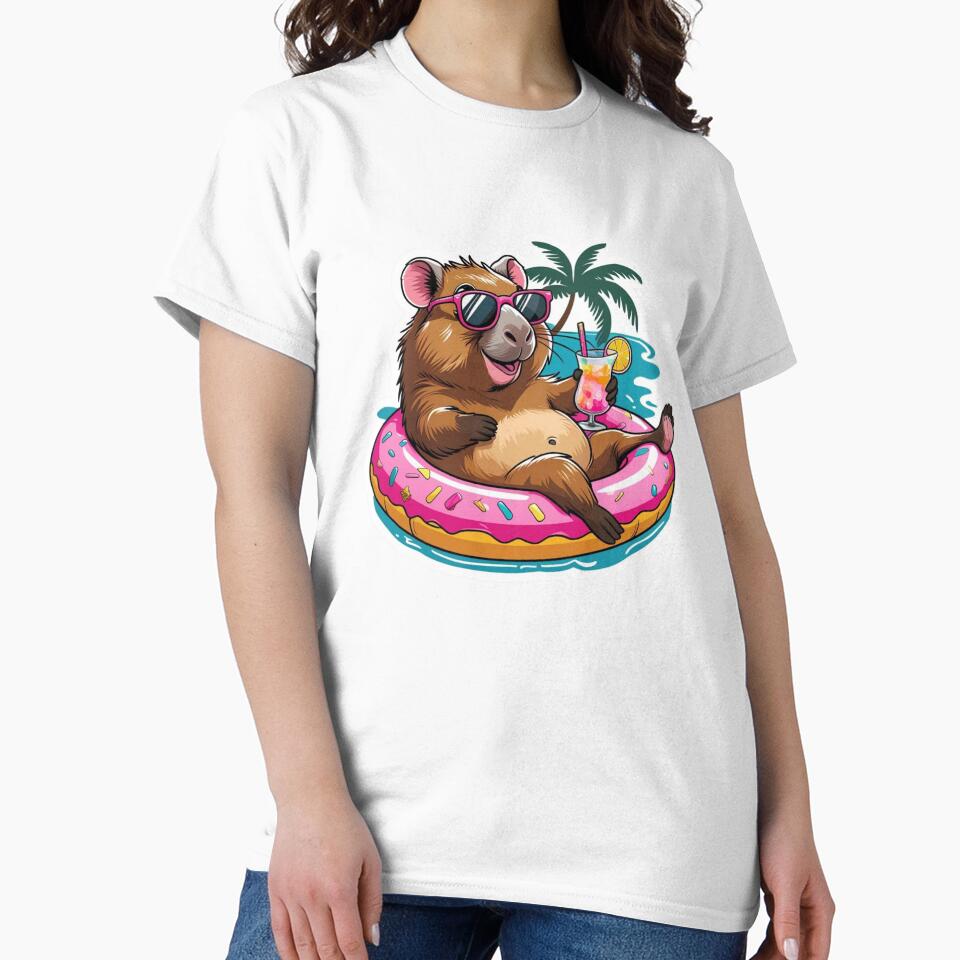 Tropical Capybara on Pool Float by skdigicraze T-Shirts, Hoodie, Sweatshirt | BlankRebels.com (Image 2)