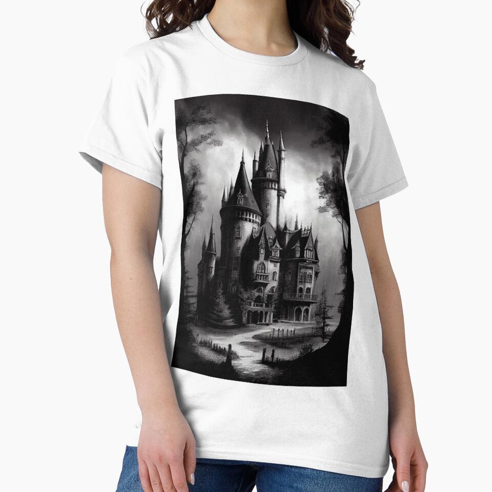 Dark Gothic Castle Artwork - Gothic Art - Gothic Drawing by ZickDezine T-Shirts, Hoodie, Sweatshirt (Image 2)
