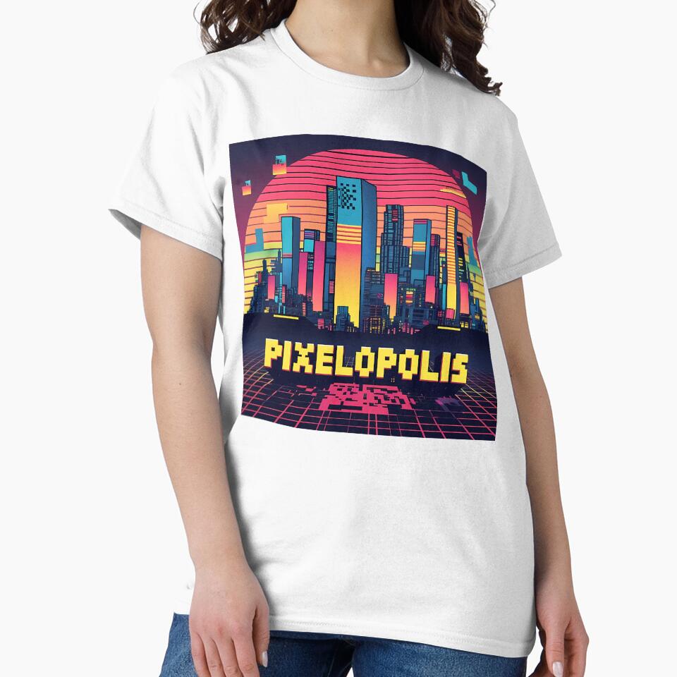 Pixelopolis – Retro-Futuristic Pixel City Skyline with Tetris Buildings & Neon Respawn Portals by LoliDesignShop