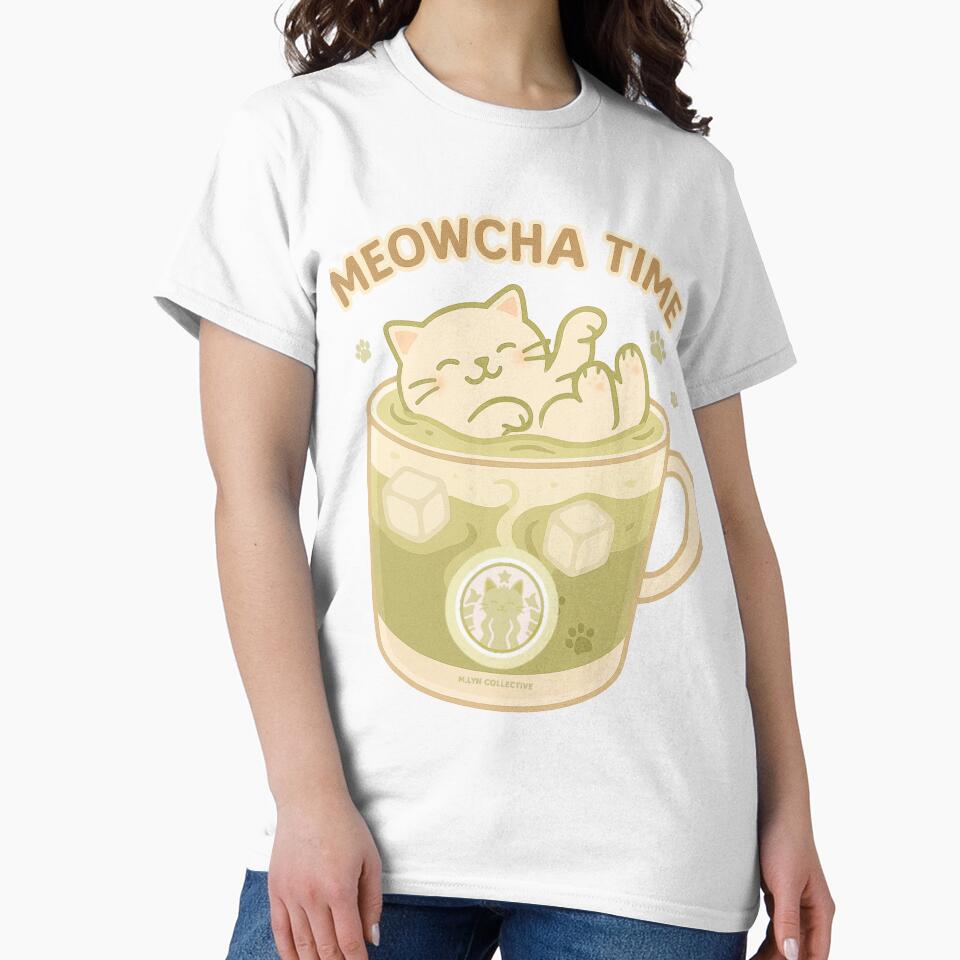 Meowcha Time – Relaxing Cat in Iced Matcha by MLynCollective T-Shirts, Hoodie, Sweatshirt | BlankRebels.com (Image 2)