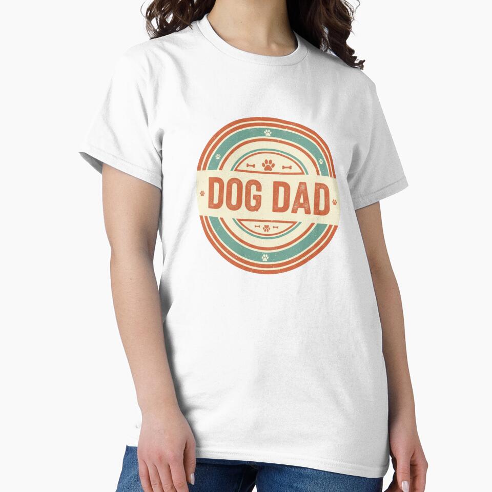 Dog Dad – Retro Vintage Badge T-Shirt Best Gift for Dog Lover by NovaWearPrints