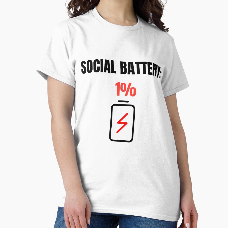 Social Battery 1 Percent Funny Introvert Humor Design by LowBatteryStudio ⭐
