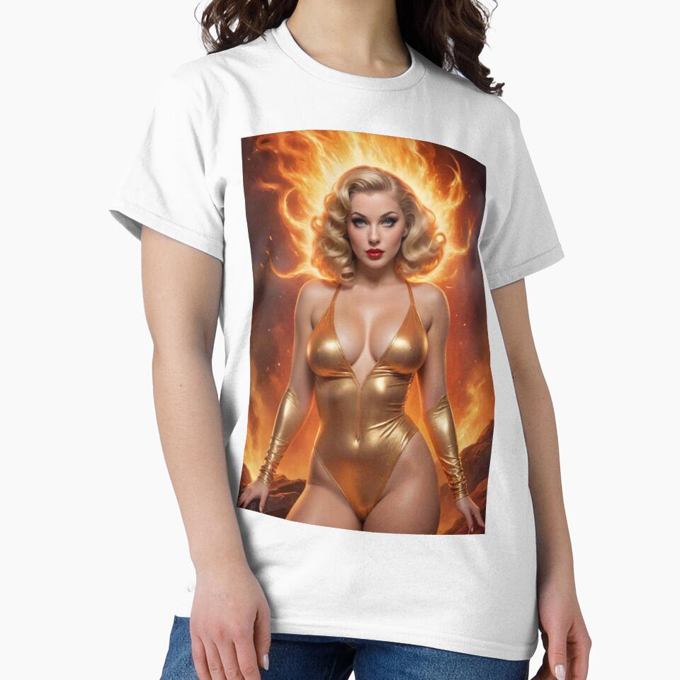 Golden Aries Zodiac Rebirth | Retro Sci-Fi Fantasy Pin-Up by MissSaylor T-Shirts, Hoodie, Sweatshirt (Image 2)