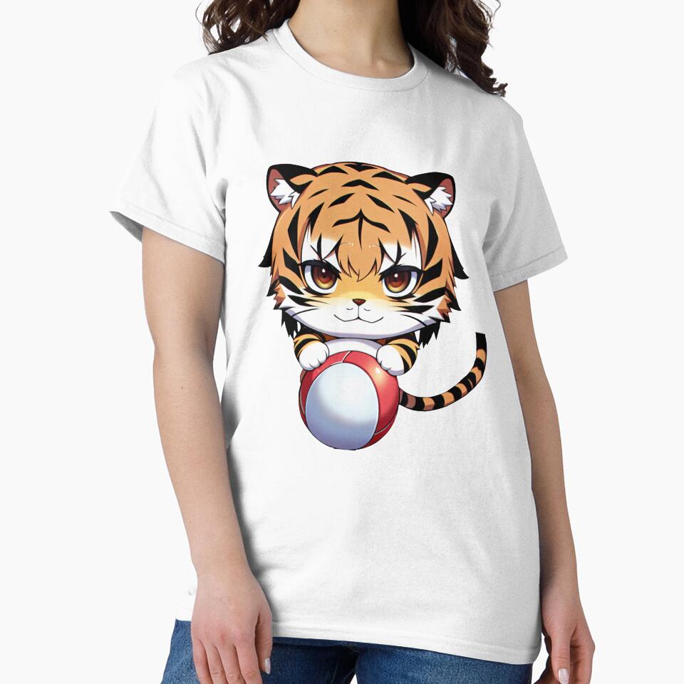 Adorable Baby Tiger Holding Volleyball by BAYFAIRE
