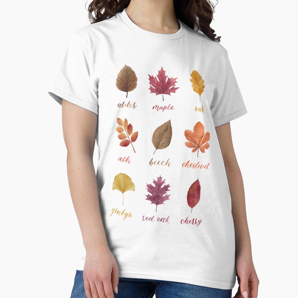 Fall Leaves Chart Watercolour Painting & Calligraphy by floweringwords T-Shirts, Hoodie, Sweatshirt (Image 2)