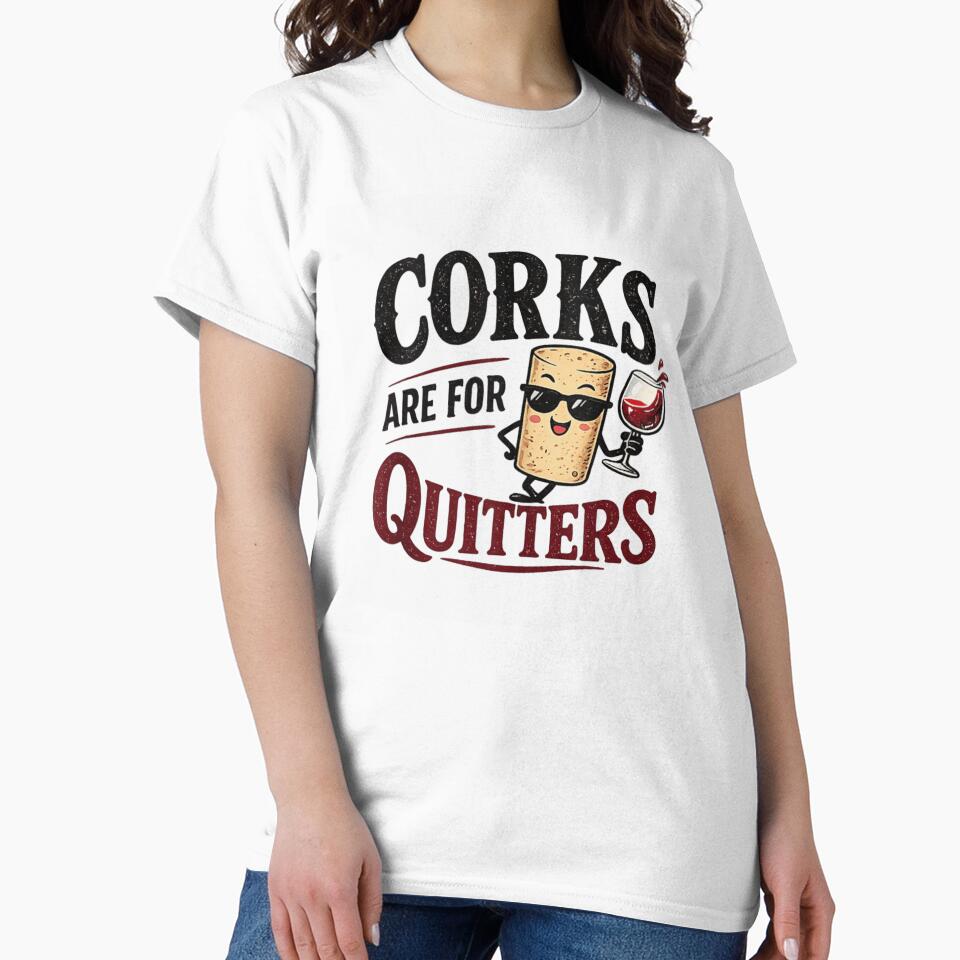 Funny Corks Are For Quitters Wine Lover Graphic Tee For Party by WilliaMaler