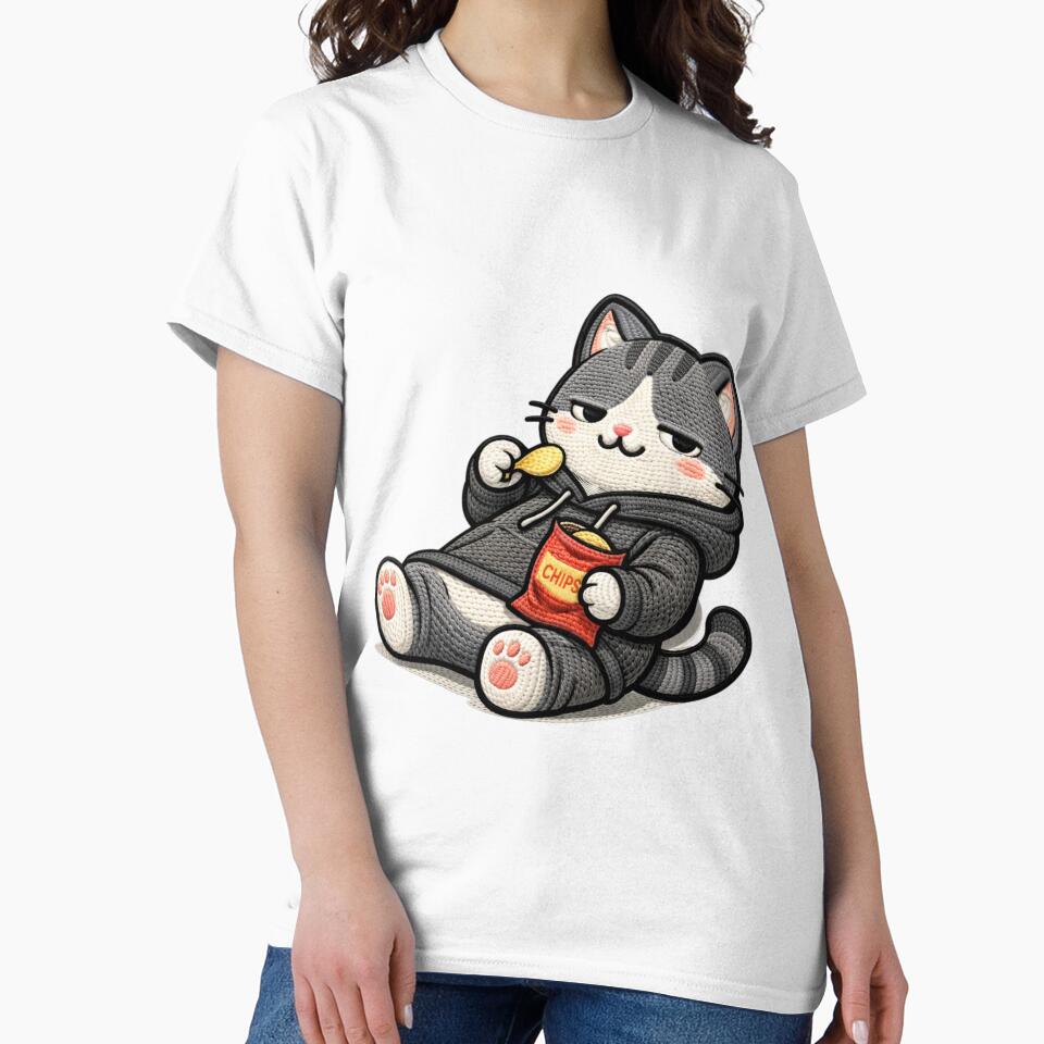 Lazy Weekend Cat Cozy Aesthetic | Funny Kawaii Animal Embroidery Style by ColorSplash123