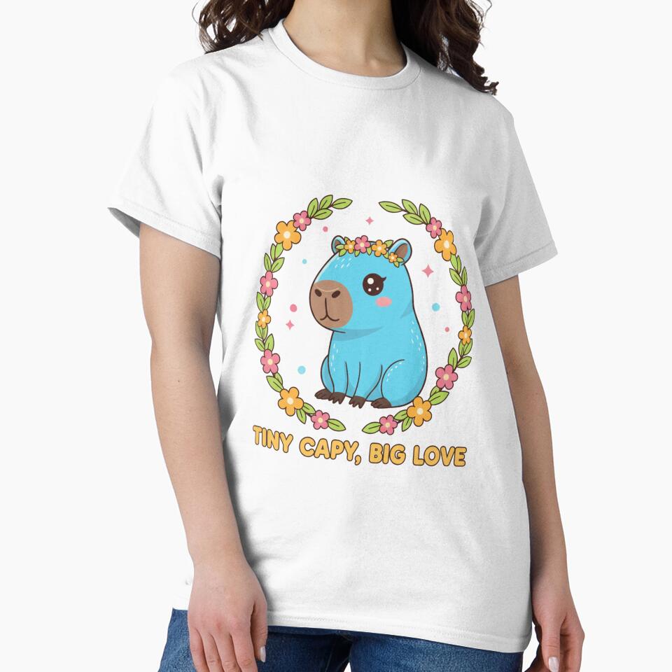 Kawaii Blue Capybara - Tiny Capy Big Love by ValeriValera T-Shirts, Hoodie, Sweatshirt | BlankRebels.com (Image 2)