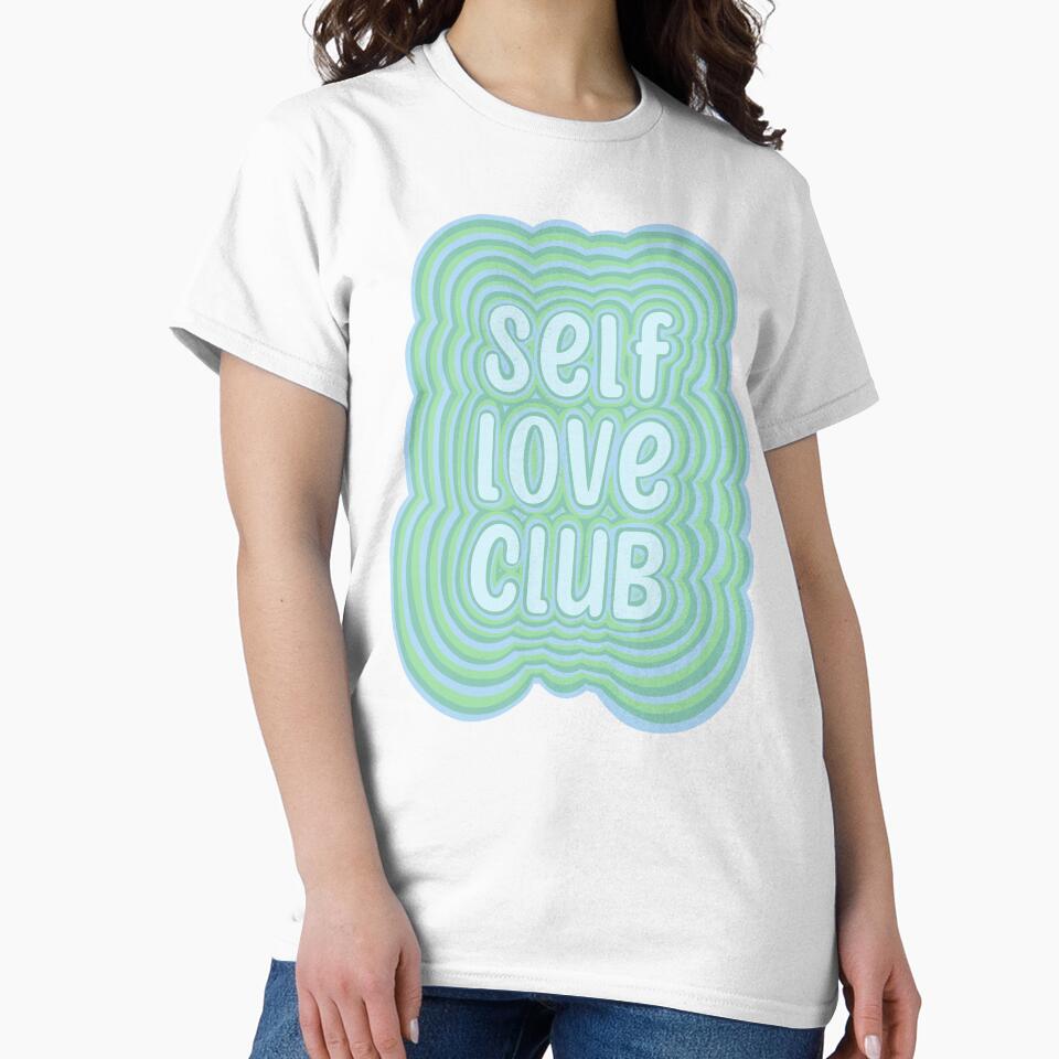 Trippy Self Love Club Typography in Blue and Green by hannahvira T-Shirts, Hoodie, Sweatshirt | BlankRebels.com (Image 2)