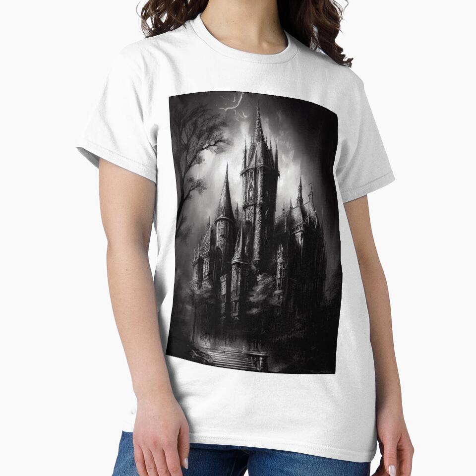 Dark Gothic Castle Artwork - Gothic Art - Gothic Horror Drawing by ZickDezine T-Shirts, Hoodie, Sweatshirt (Image 2)