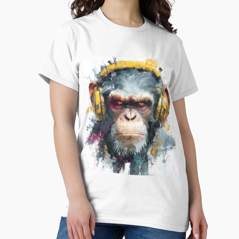 Dj Monkey Business Gloomy Ape With Yellow Headphones by GrinGalore T-Shirts, Hoodie, Sweatshirt | BlankRebels.com (Image 2)