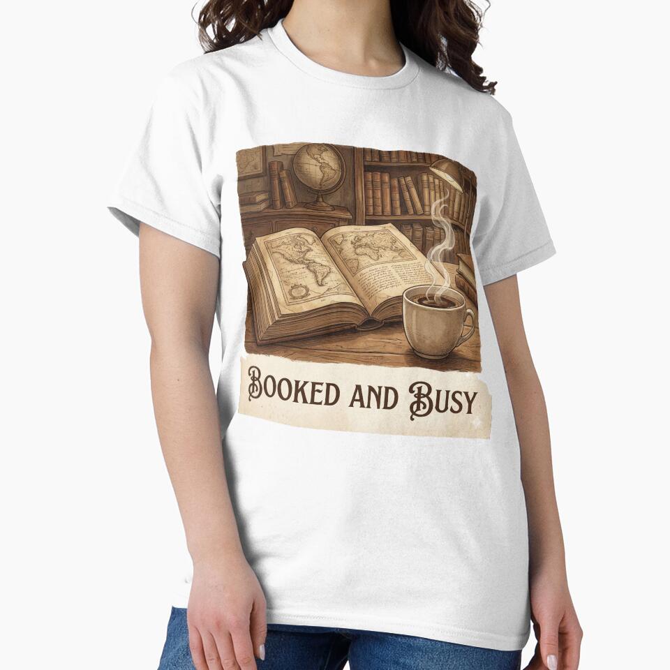 Booked and Busy | Vintage Dark Academia Library by GemajoStudio T-Shirts, Hoodie, Sweatshirt | BlankRebels.com (Image 2)