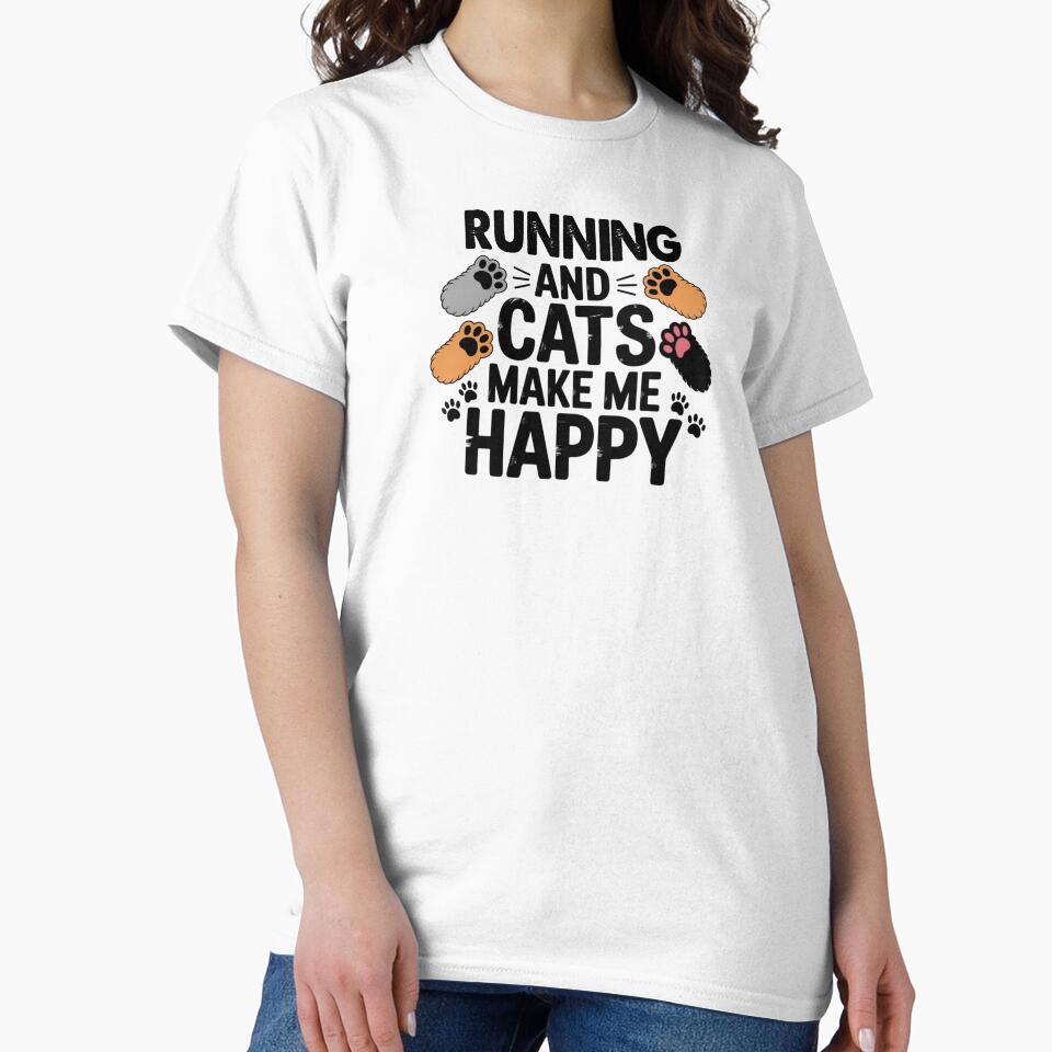 Running And Cats Make Me Happy - Funny Running Cats Lover by Oussinc T-Shirts, Hoodie, Sweatshirt | BlankRebels.com (Image 2)