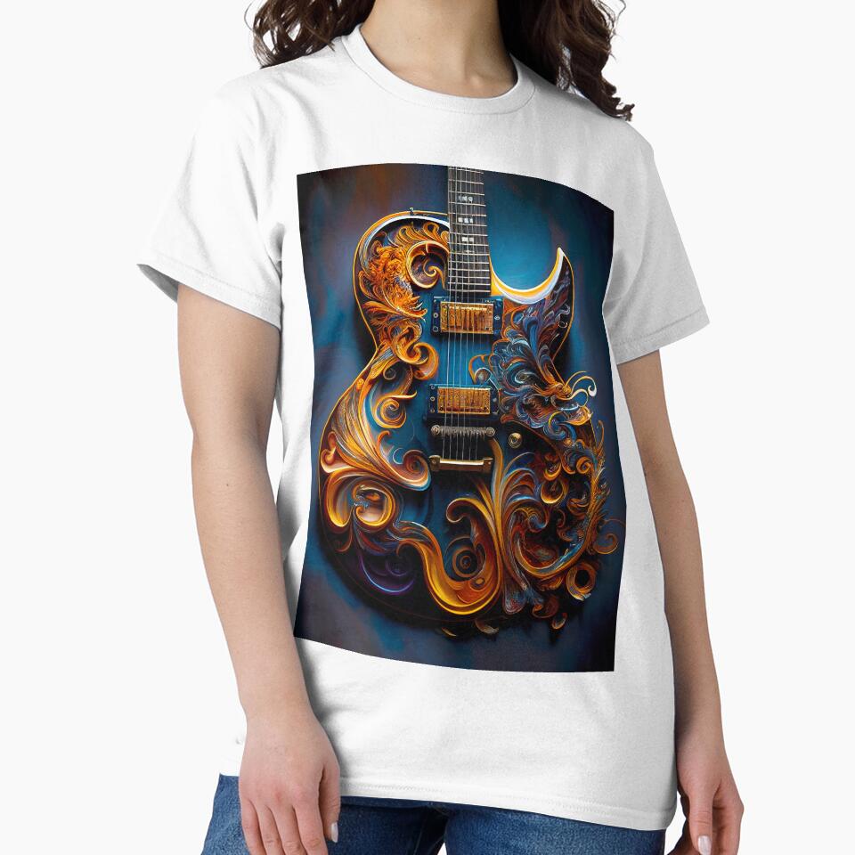 Electric Guitar Abstract Painting by Christophe Henin T-Shirts, Hoodie, Sweatshirt | BlankRebels.com (Image 2)