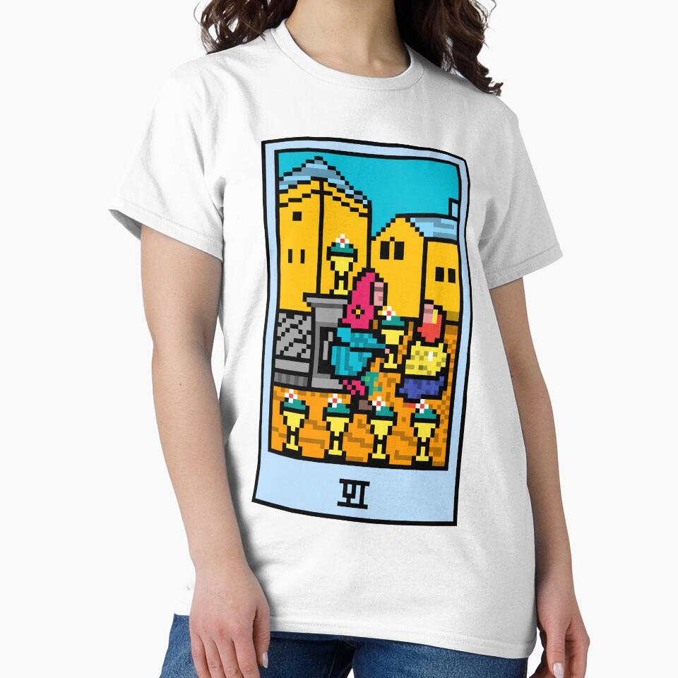 Wait, is this pixel art tarot? Yellow - Minor Arcana 'Six of Cups' (Design for T-shirt, stickers and other... (Image 2)
