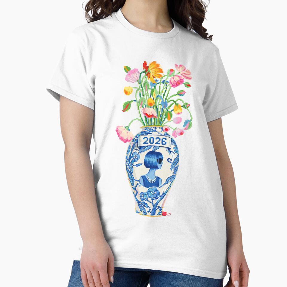 2026 Pixel Art Vase – Colorful Floral 8 Bit Sticker T-Shirts, Hoodie, Sweatshirt
