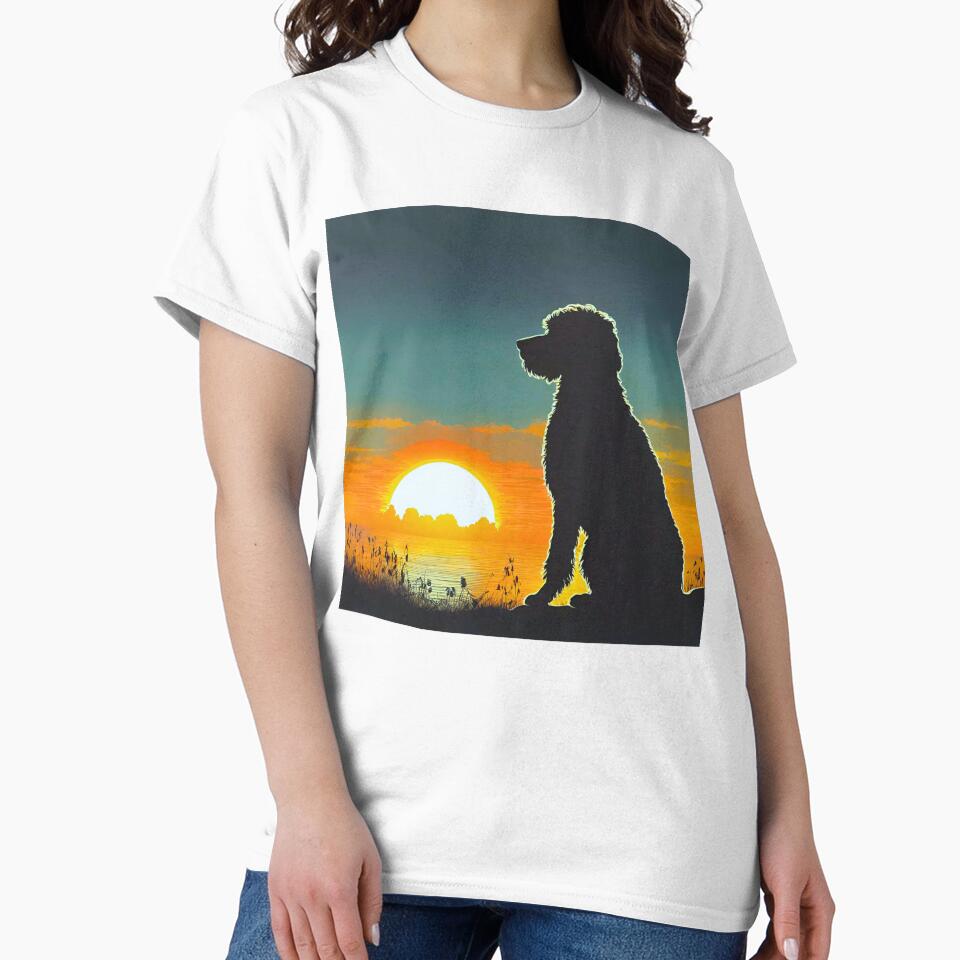 Retro Sunset with Goldendoodle Silhouette by Fredster1966 T-Shirts, Hoodie, Sweatshirt | BlankRebels.com (Image 2)
