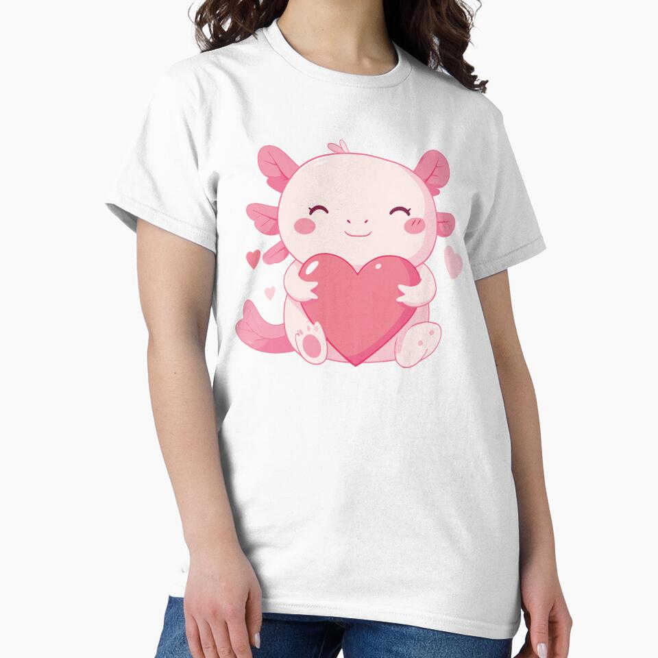Cute Axolotl Holding Heart – Kawaii Valentine Axolotl by Rocamisetas T-Shirts, Hoodie, Sweatshirt | BlankRebels.com (Image 2)