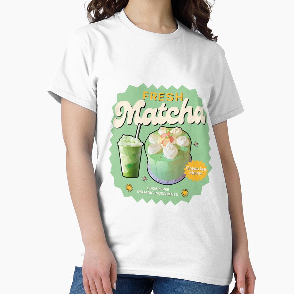 Fresh Matcha Dessert – Cute Aesthetic Drink and Cake Design by MuseAI T-Shirts, Hoodie, Sweatshirt (Image 2)