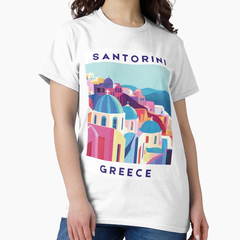 Santorini, Greece - Aegean Glow by WanderingPrints T-Shirts, Hoodie, Sweatshirt | BlankRebels.com (Image 2)