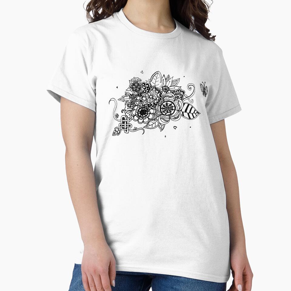 Flower garden - Black (Zentangle/ Doodle/ Mandala) by CreativityRoams T-Shirts, Hoodie, Sweatshirt (Image 2)