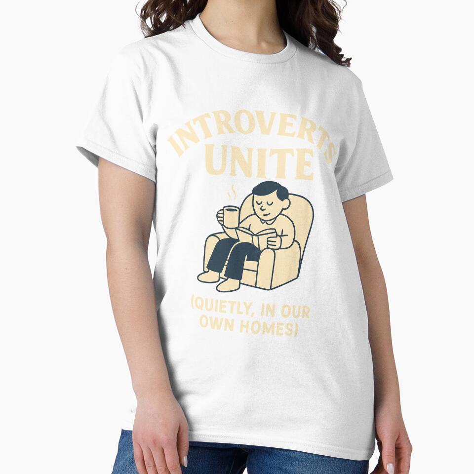 Introverts Unite – Quietly, In Our Own Homes – Funny Mental Health Design by Viltogvakkertstudio T-Shirts,... (Image 2)