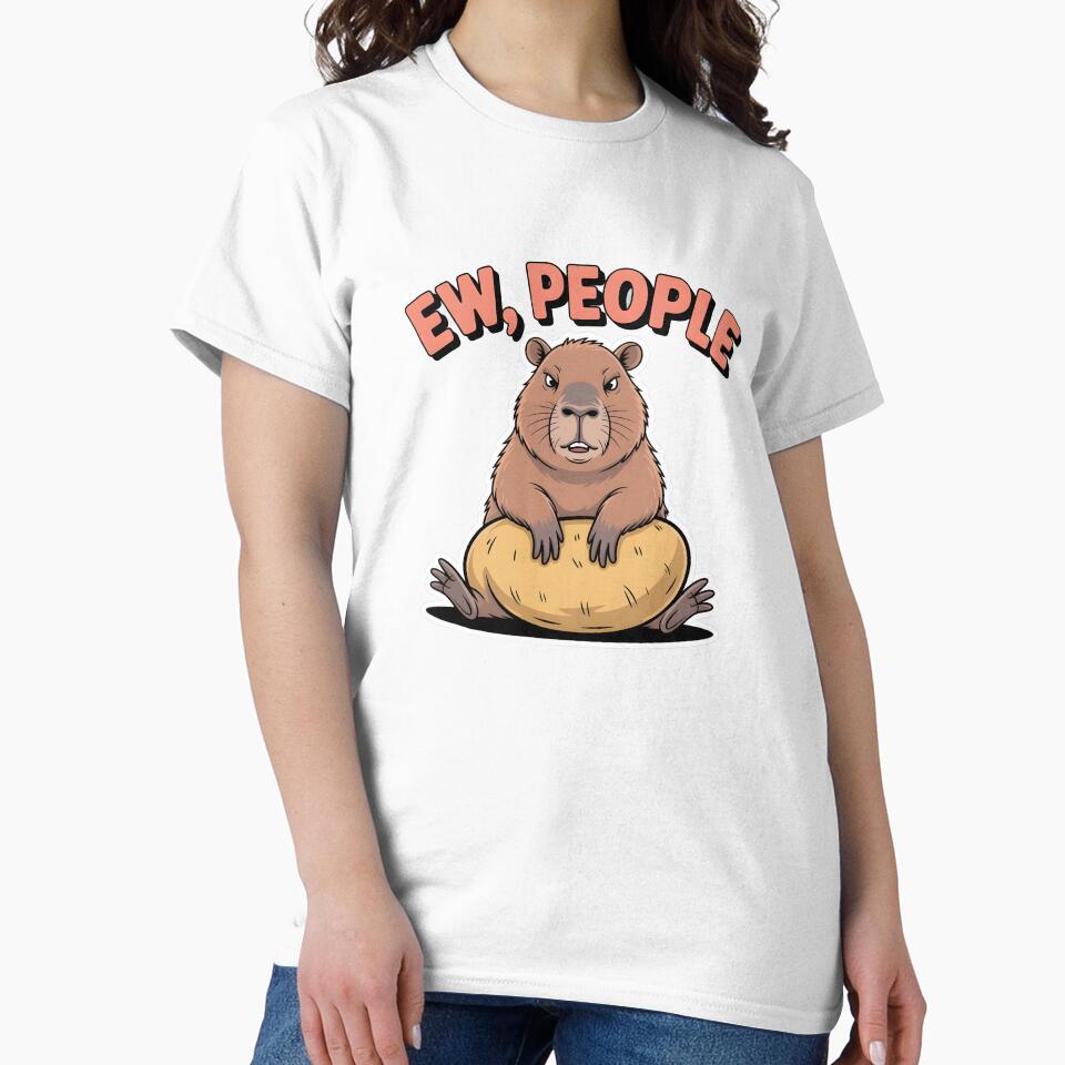 Funny Ew People Capybara Sticker | Introvert Gift for Her Him by RICHYON T-Shirts, Hoodie, Sweatshirt (Image 2)