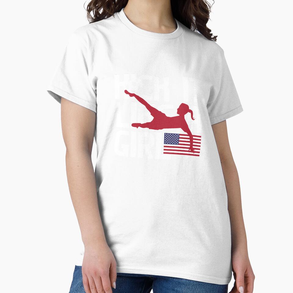Funny American Flag Soccer Lover, Kick It Like a Girl, Perfect Gift for Soccer Player, Soccer Team by TulipDesignUS