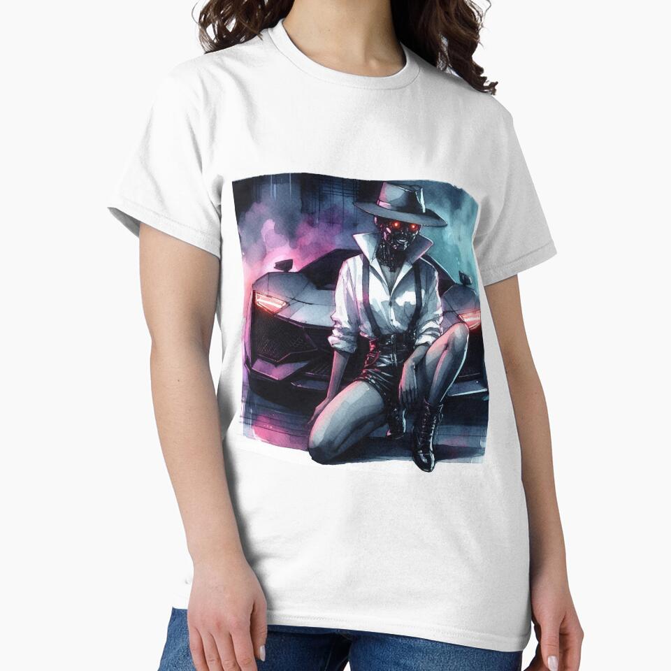 Cyberpunk Neon Cyborg Mafia Girl by RESToRAPTOR T-Shirts, Hoodie, Sweatshirt | BlankRebels.com (Image 2)