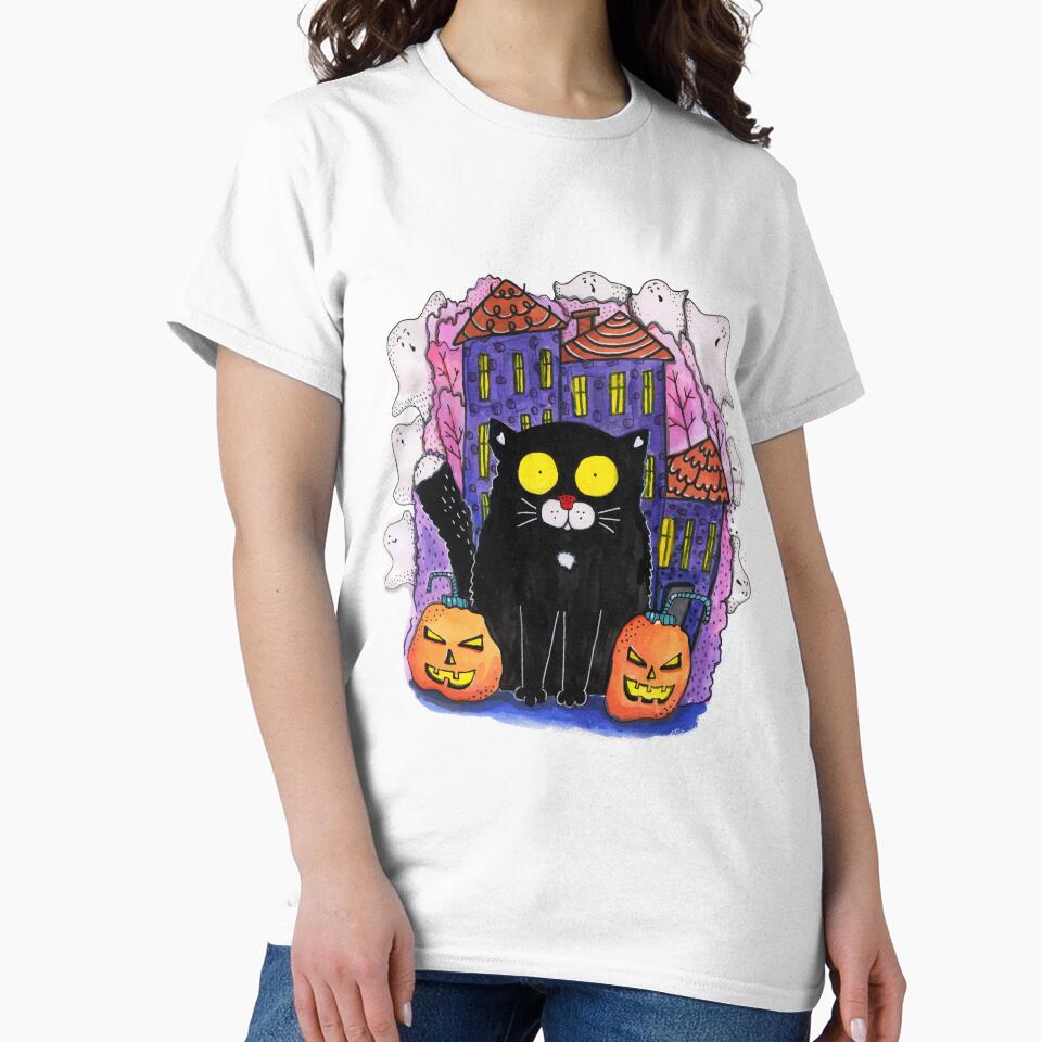 Black cat halloween design by SolArt88 T-Shirts, Hoodie, Sweatshirt | BlankRebels.com (Image 2)