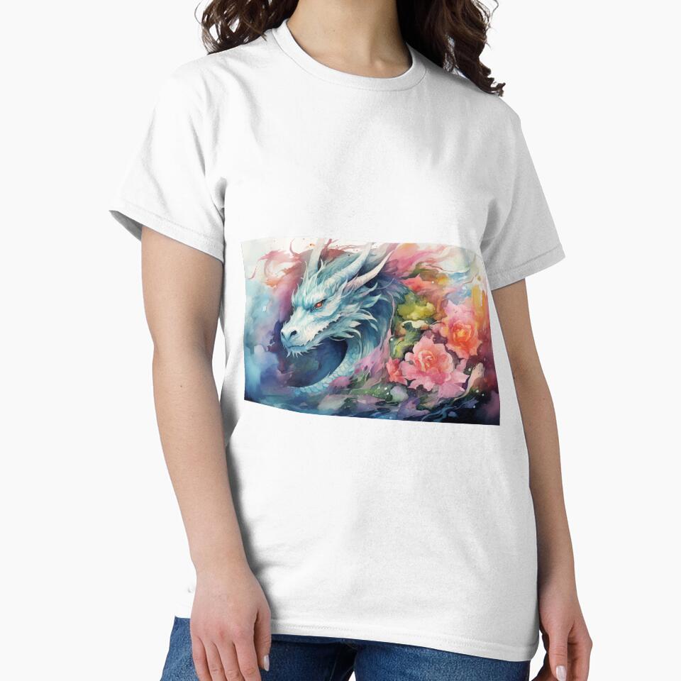 Dark Fantasy Watercolor - Dragon and Roses by Fantasy Masterpiece T-Shirts, Hoodie, Sweatshirt | BlankRebels.com (Image 2)