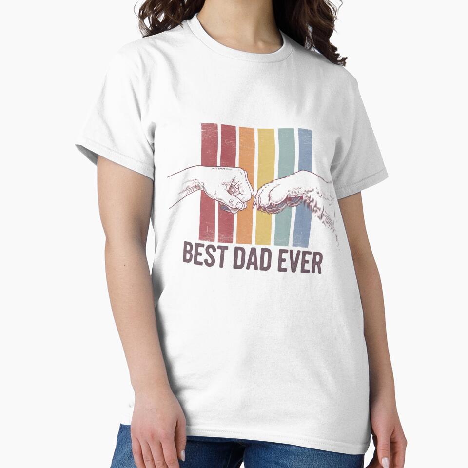 Retro Best Dog Dad Ever | Fist Bump Dog Lover Vintage Design by designedbyNil T-Shirts, Hoodie, Sweatshirt (Image 2)